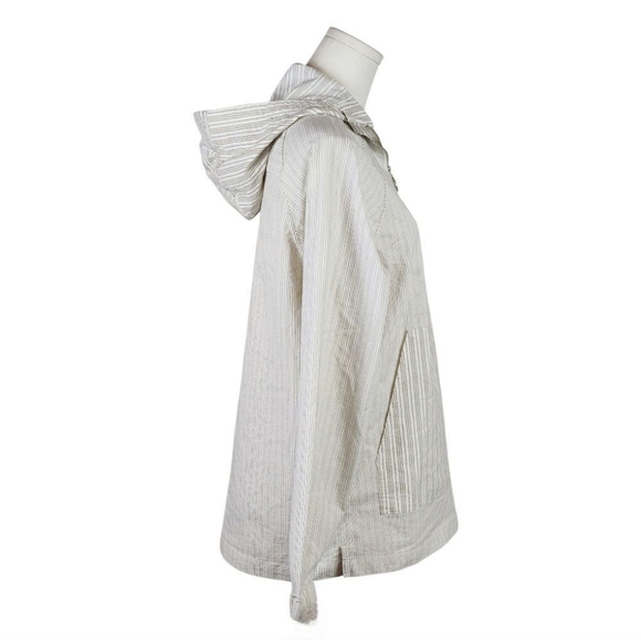 ZARA Relaxed Fit Striped Hoodie Pullover Jacket Beige Tan Size Small - Picture 5 of 8